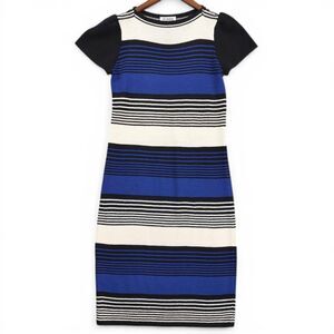 St John by Marie Gray Knit Sweater Dress Sz S Short Sleeve Sheath Quiet Luxury